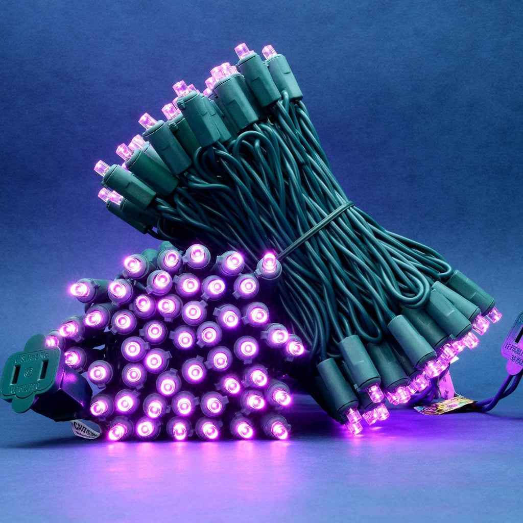 200 Count Pink Wide Angle LED Christmas Lights, 66 ft Green Wire UL Certified Commercial Grade 5mm Holiday String Light Set (Pink)
