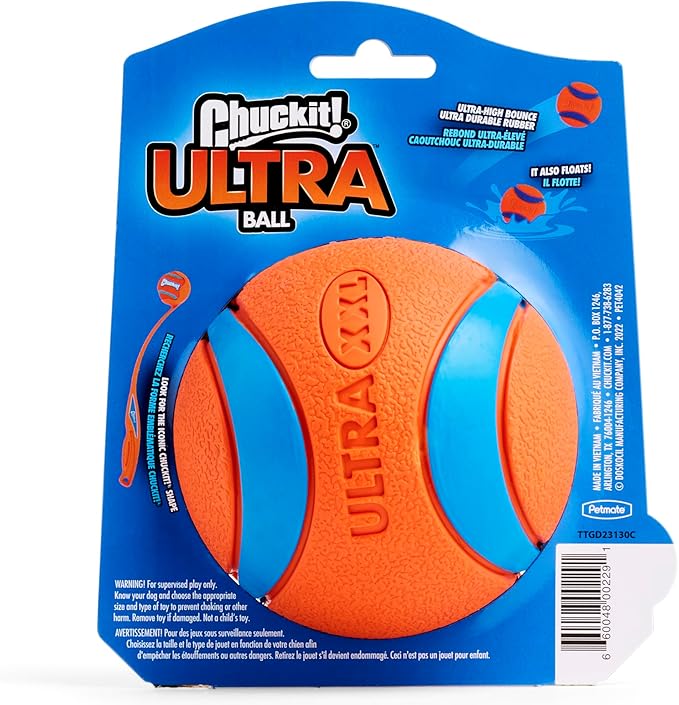 Chuckit! Ultra Ball Dog Toy - Size XXL - For Dogs 100+ lbs - Made from Durable Rubber - Super Bouncy - Floats in Water - 4-inch Diameter - Pack of 1