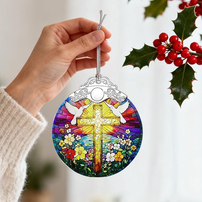 Catholic Cross Ornament, Christian Christmas Ornament, Christmas Tree Ornament, Religious Home Decor, Christian Gifts for Her, Religious Gifts, Gift Exchange, Gift Idea - Pattern C