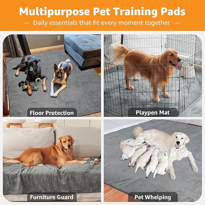 Washable Dog Pee Pads: 34x52 1 Pack Reusable Whelping Pads, Absorb Dog Mats Non-Slip Puppy Training Pads for Whelping, Potty, Training, Playpen, Crate
