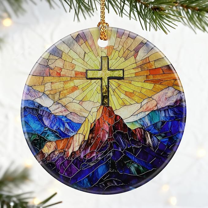 Christian Cross Ornament, Christmas Ornaments, Christmas Decorations | Christian Holiday Decor, Jesus Home Decor, Easter Faith Cross Gifts, Religious Gifts, Gift Exchange & Gift Idea, Giftbox Included
