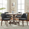 VKNOW Modern Dining Chairs Set of 4, Faux Leather Kitchen Chairs with Wood Legs, Upholstered Side Chair for Kitchen Dining Room, Black