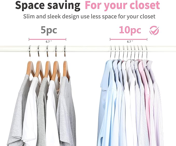 TOPIA HANGER Non Slip Hanger 20 Pack, Metal Clothes Hangers Space Saving, Heavy Duty Rubber Coated Wire Hanger for Coat, Shirt, Dress, Pants-Pink, CT12P