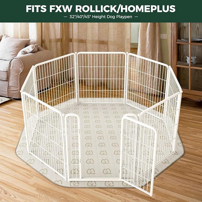 FXW Washable Pee Pads for Dogs, Super Absorbent, 34" Octagon, 1 Pack | Machine washable, Non-slip backing, Fits 32"/40"/45"H 8-Panel FXW Rollick/Homeplus Playpens