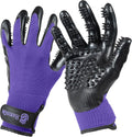 H HANDSON Pet Grooming Gloves - Patented #1 Ranked, Award Winning Shedding, Bathing, & Hair Remover Gloves - Gentle Brush for Cats, Dogs, and Horses (Purple, Medium)