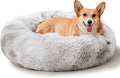 Western Home Calming Donut Cat Bed Small Dog Bed Washable,20" White Grey | Fluffy Faux Fur Round Cuddler,Anti-Anxiety,Anti-Slip Bottom,Self-Warming Pet Bed for Small Dog&Kitten&Puppy,Up to 12 LBS