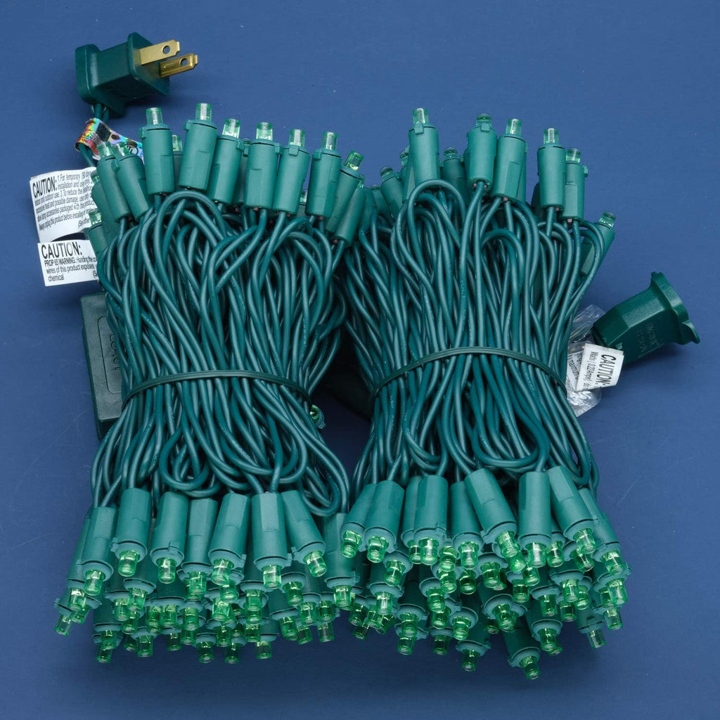 200 Count Green Wide Angle LED Christmas Lights, 66 ft Green Wire UL Certified Commercial Grade 5mm Holiday String Light Set (Green)