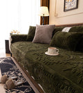 Green Fuzzy Rabbit Plush Sofa Cover Cozy Warm Sofa Couch Covers with 3D Jacquard Leaf Pattern Non-Slip Easy-to-Install Shaggy Sofa Slipcover Prefect for Kids Dogs Cats Cats(Green,36"x63")