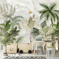 AFZEVEB-Green Forest Nursery Wallpaper Tropical Parrots Wall murals for Kids Room 136"x96" (Not Peel and Stick)