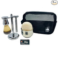 GENTS Men's Grooming Shaving Kit - Butterfly DE Safety Razor, Badger Bristles Brush, Chrome Shaving Soap Bowl, Shaving Soap, Brush and Razor Stand With 10 DE Blades