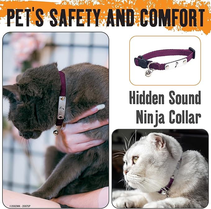 Naruto Breakaway Cat Collars for Girl/Boy Cats: Adjustable 8.5”-12” Cute Kitten Collar with Bell (Removable), Officially Licensed Naruto Shippuden Pet Accessories, Gifts (Burgundy, Hidden Sound Ninja)