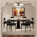 Morden Fort Black Dining Chairs Set of 6, Boucle Upholstered Chairs with Curved Backrest and Metal Legs for Dining Room, Kitchen and Apartment