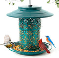 Metal Bird Feeders for Outdoors Hanging, Weather Resistant Wild Bird Feeder with 360 Degree Feeding Tray (Green)
