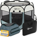 Sieidihit Dog Cat Playpen Tent Crate Cage with Washable Pee Pad, Small Grey | Rest Zone for Recovering Pets New Pet Quarantine Room Portable Pop Up Easy to Set up lightweight dog Kennel with Carrying Bag