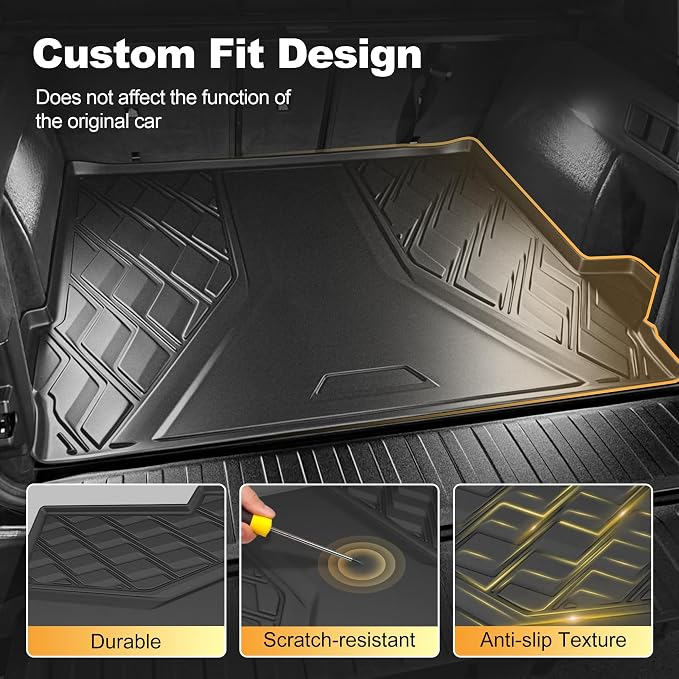 Floor Mats & Cargo Liner & Backrest Mat Compatible with BMW X5 2014-2018 | All Weather Protection for BMW F15 Trunk Mat Back Seat Cover Protector Full Set