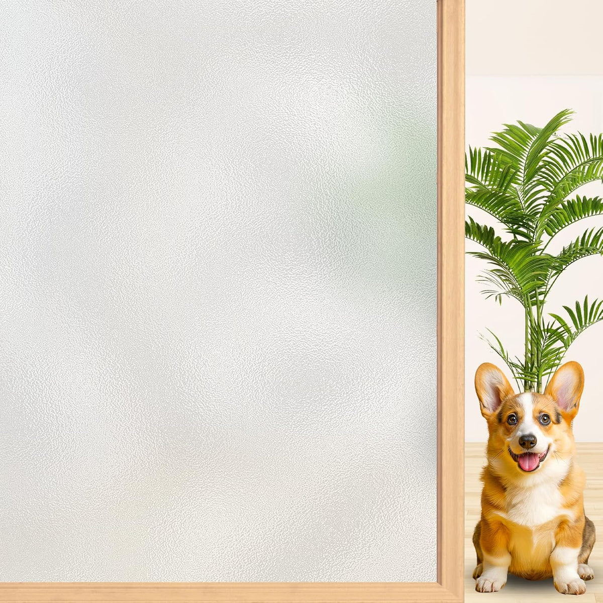 Niviy Etched Privacy Window Film Frosted Glass Static Cling Non Adhesive Window Frost Film for Home Office, 35.4 inch x 78.7 inch