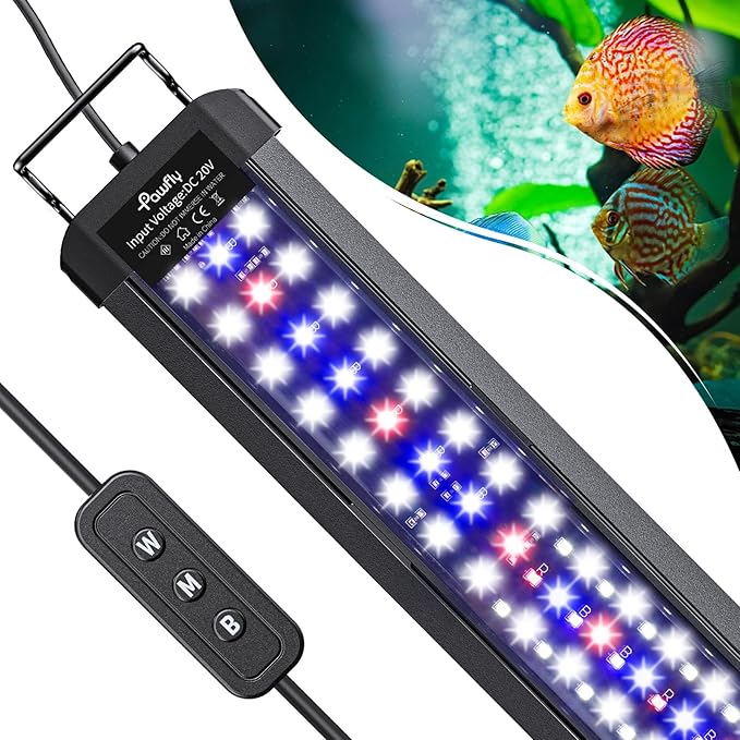 Pawfly 28W Aquarium LED Light for 36 to 42 Inch Fish Tanks Extendable Fish Tank Light with Full Spectrum Brilliant White Blue Red Lights with Daytime & Night Modes and Adjustable Brightness