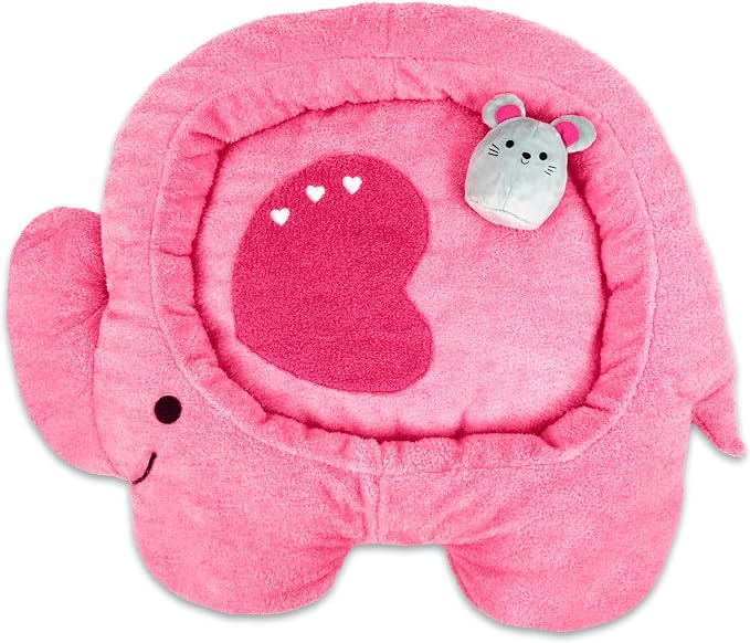 TONBO Soft Plush Small Cute and Cozy Nature Dog Cat Bed, Washer and Dryer Friendly (Elephant)