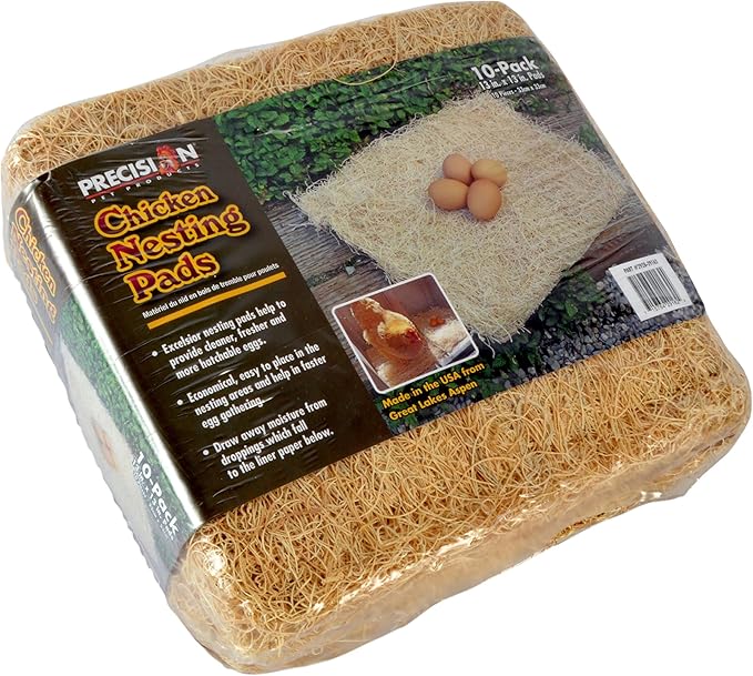 PRECISION PET Chicken Nesting Pads by Petmate – 13” x 13” Premium Chicken Bedding Fit Most Nesting Boxes – 10 Pack,Beige, Made in USA