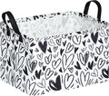 Valentine's Day Gift Basket Rec Black Heart Print Box Hamper Storage Basket Collapsible Organizer Bin Gift Shelf Baskets for Home and Kitchen