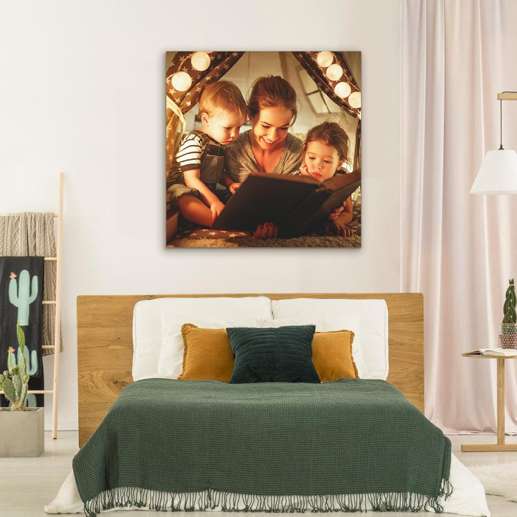 Custom Canvas Prints with Your Photos- Personalized Print Canvas Pictures, Custom Wall Art Gift for Living Room, Bedroom, Wedding Family Baby Pets Framed 20 x 20 inche