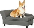 PawHut Pet Sofa, Dog Couch, Elevated Pet Bed for Small Dogs, with Hidden Storage, Soft Tufted Cushion, Gray | Elevated Pet Bed, Soft Tufted Cushion