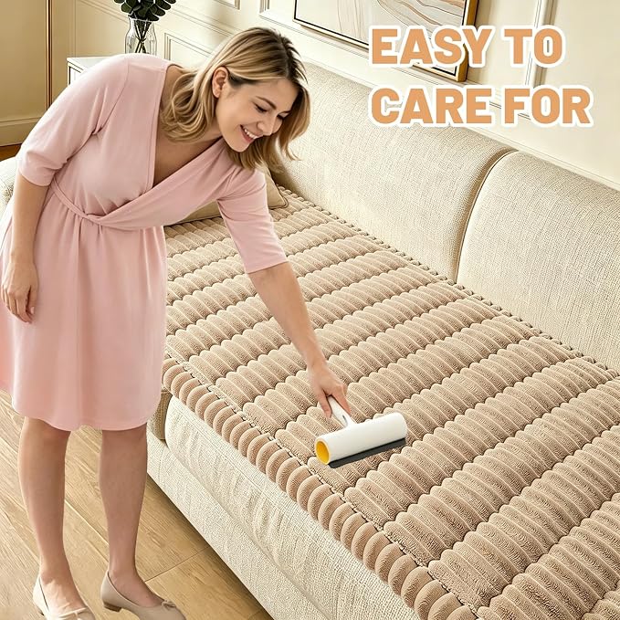 Waterproof Couch Cover for Dogs Washable,Nonslip Fuzzy Durable Pet Friendly | Soft Slipcovers for 3 Cushion Sofa Cover,Plush Thick Protector Fits Mat Bed Leather & Fabric Couches (Brown 27.6"x59.06")