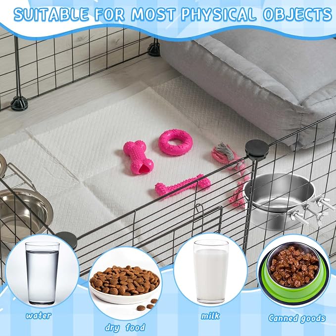 Zubebe 8 Pcs Stainless Steel Hanging Dog Crate Bowls, Non-Spill Kennel Food Water Bowls with Screw Clamp Attach Holders, Removable Mountable Metal Cage Feeder for Pet(41 Oz,19 oz)