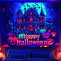 Halloween Tapestry, Blacklight Tapestry for Halloween Party Decor Hanging Tapestries Backdrop Wall Art Poster for Bedroom Dorm 79x59in