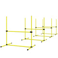4 Piece Dog Agility Set with Adjustable Height Jump Bars, Carry Bag, Displacing Top Bar, Yellow Yellow