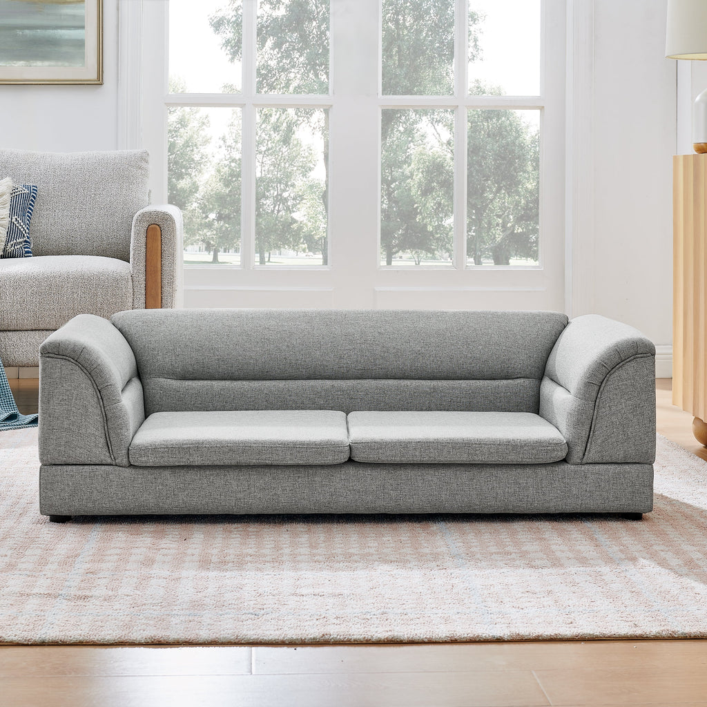 Oversized Pet Sofa, Curved Armrest Rectangular Dog Sofa, Linen Fabric Comfort Pet Couch for Large & Oversized Dogs-LIGHT GREYX