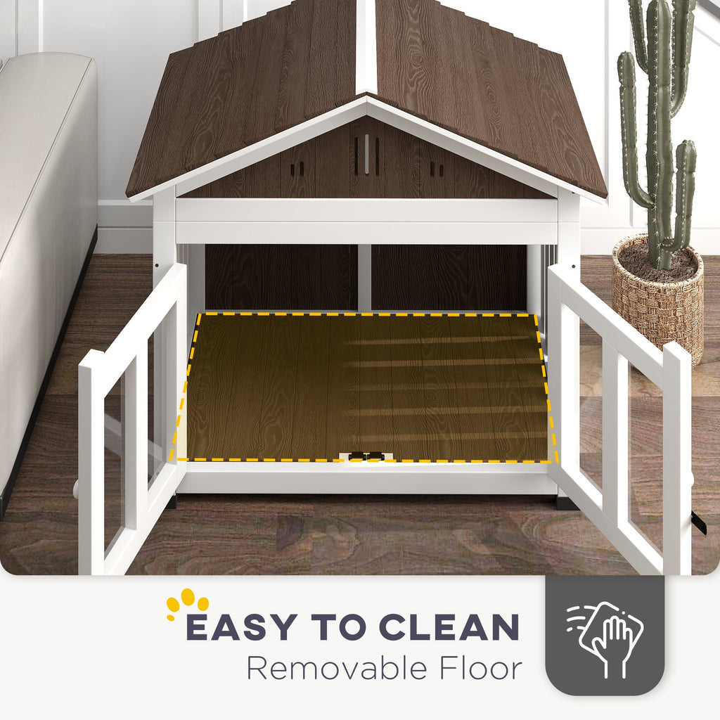 40"L Wooden Dog House Outdoor Indoor for Small, Medium, Large Dogs, with Air Vents & Elevated Removable Floor