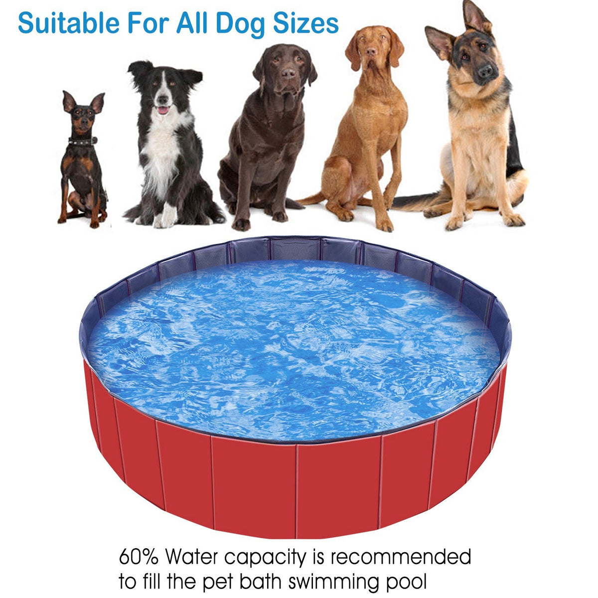 1Pc 160 X 160 X 30cm-63.0 X 63.0 X 11.8inch Foldable Pet Swimming Pool PVC  Dog Swim Pool Bathing Tub Playmat Pools