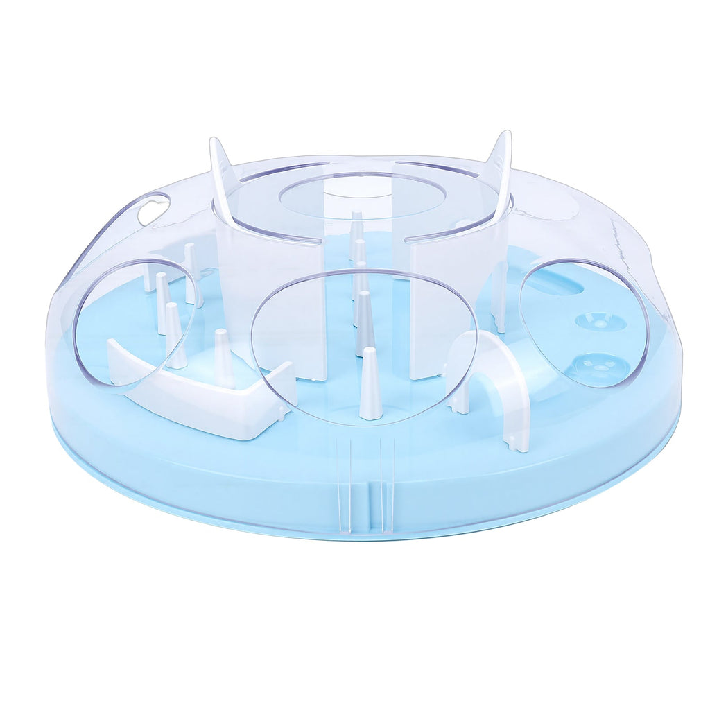 Interactive Cat Puzzle Feeder Funny Cat Puzzle Food Dispenser Enrichment Toy For Pets Play And Exercise Blue