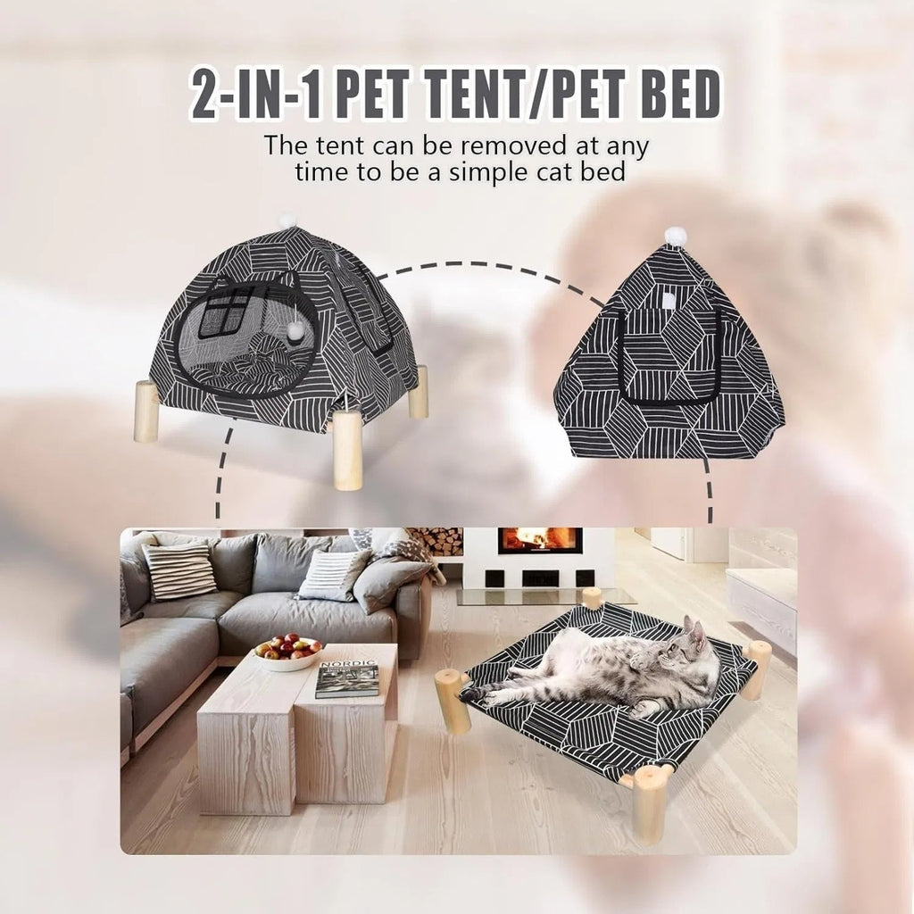 Portable Cat Tent Bed - Foldable Indoor Tent Bed For Cats & Small Dogs, Washable Cushion, Cozy Hideaway For Kittens & Cats, Easy Assembly & Travel