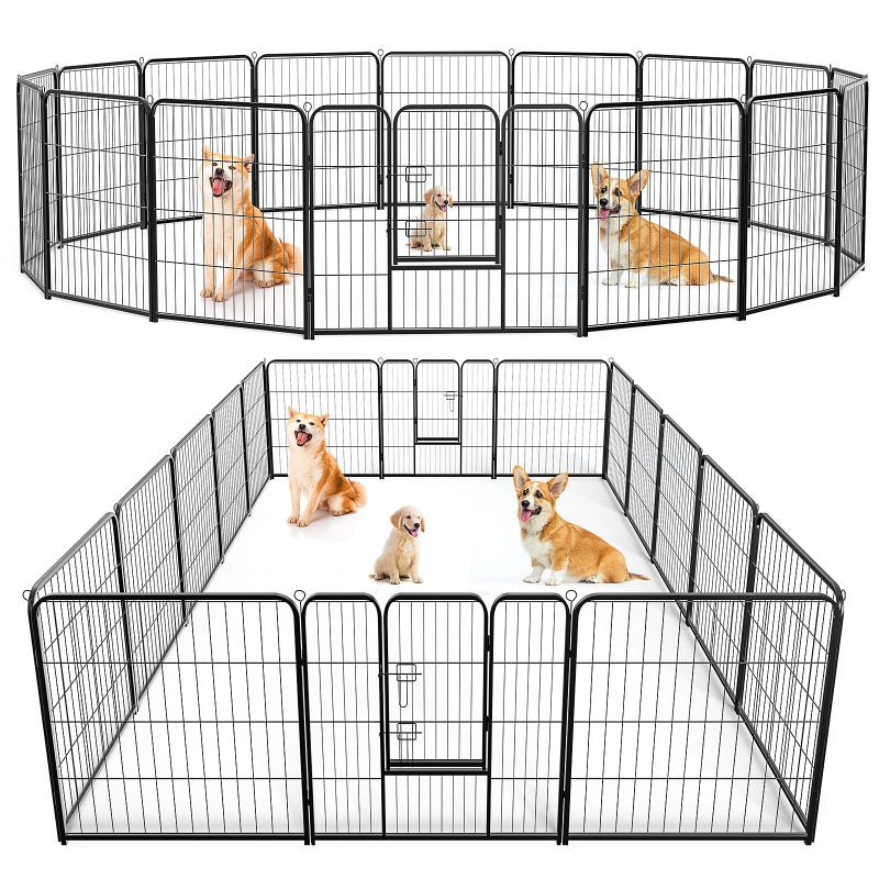 Dog Playpen Indoor Fence Height Metal Exercise Pen With Door Small Puppy Medium Large Dogs Animal Pet For Outdoor, Garden, Yard