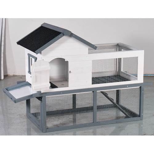 53-inch Double-tier Wooden Outdoor Indoor Waterproof Chicken Coop And Rabbit Hutch Complete With A Roof, Stairs And A Removable Cleaning Tray  Suitable For Small To Medium Pets