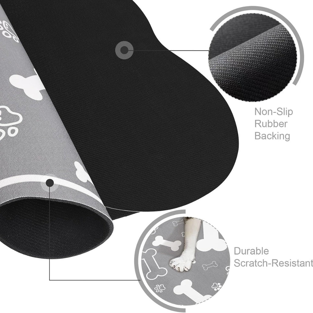 Dog Cat Food Mat,Rapid Absorbent Pet Feeding Mat, Bone Shaped Dog Placemat Water Bowl Mat With Rubber Backing,No Stains Dog Cat Food Mats Indoor, Pet