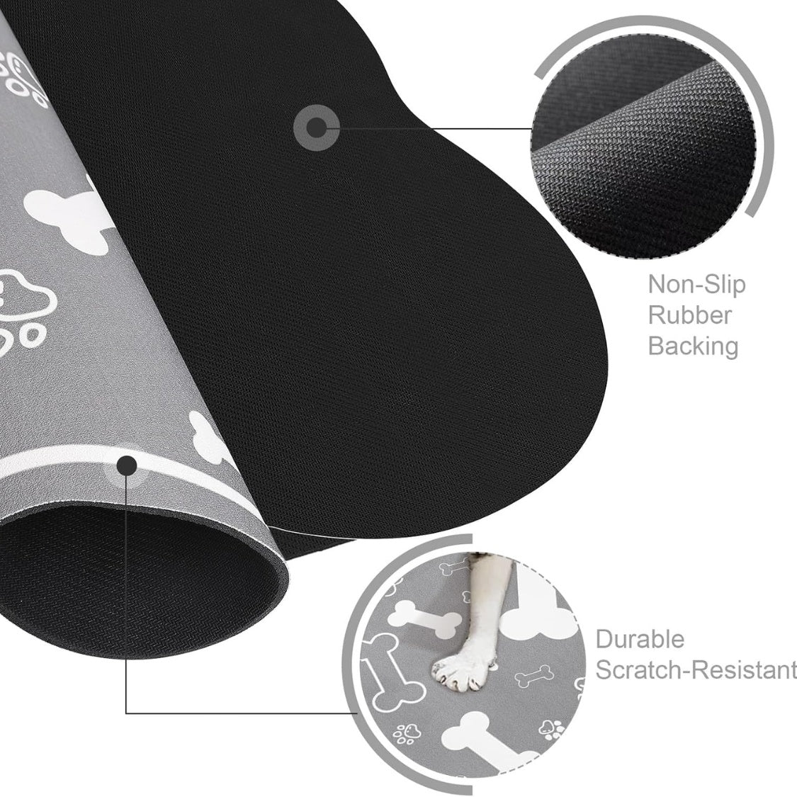 Dog Cat Food Mat,Rapid Absorbent Pet Feeding Mat, Bone Shaped Dog Placemat Water Bowl Mat With Rubber Backing,No Stains Dog Cat Food Mats Indoor, Pet