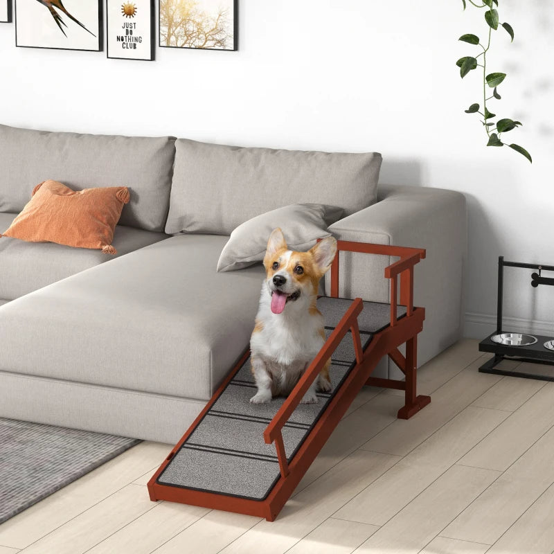 PawHut Wooden Dog Ramp With Removable Guardrails, Non-Slip Surface,