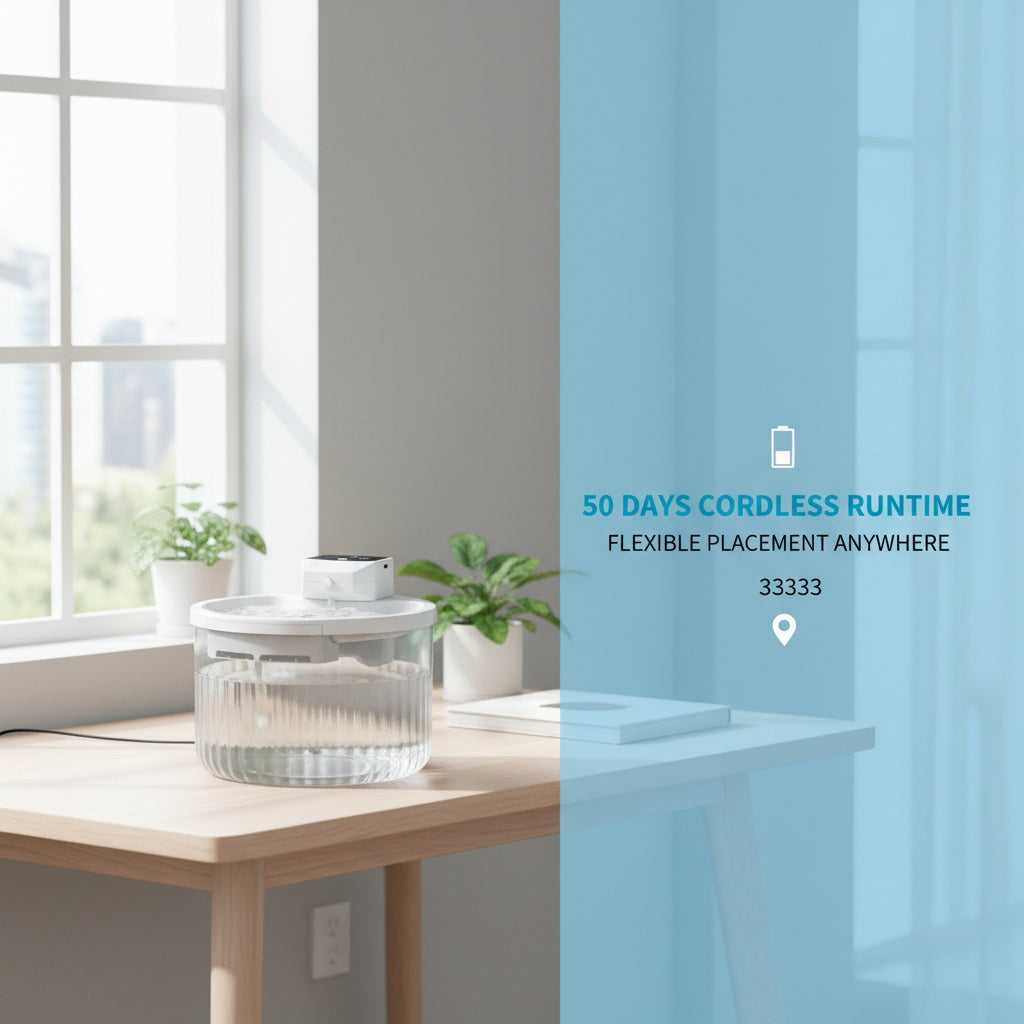2000ML Wireless Pet Drinking Fountain, 2500mAh Rechargeable, Motion Sensor Circulating Running Water Bowl For Kittens Puppies