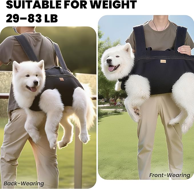 Dog Lift Harness Backpack Carrier for Large Dogs, Full Body Sling with Handle, Dog Harness for Joint Injuries, Arthritis, Ideal for Stairs, Elderly Dogs (X-Large 29-50LBS)