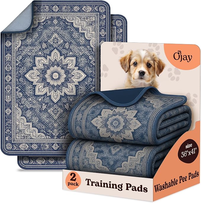 Super Absorbent Washable Pee Pads for Dogs (2-Pack) – Reusable Puppy Training Pads, 100% Waterproof & Leakproof Dog Pee Pads with Non-Slip Backing – Durable, Quick-Dry Pet Pads for Crates & Floors