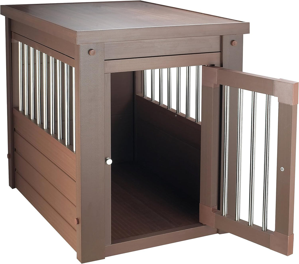 New Age Pet ECOFLEX Dog Crate End Table - Furniture-Style Pet Crate for Crate Trained Dogs - Stainless Steel Tubing & a Latched Closure - 10 Year Manufacturer's Warranty