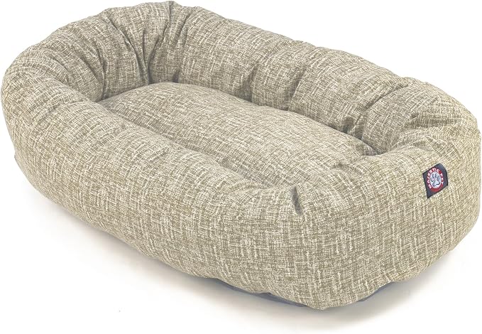 Majestic Pet Bagel Calming Dog Bed, 32 Inch Medium, Round, Washable, Tan | Cozy Soft Fluffy Donut Pet Bed with Spine Support for Head Rest – Anti-Anxiety Comfort for Puppies & Dogs, 32x23x7 Inches