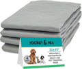 rocket & rex Grey Washable Reusable Pee Pads, Leak-Proof (22x22, 4pk) | For potty training, whelping & crate lining. OEKO-TEX, chemical-free.