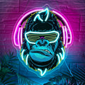 Headphones Gorilla Neon Sign Dimmable Kong Led Neon Light for Wall Decor,Game Room,Man Cave,Home Party Bar Decor,USB Powered Led Sign