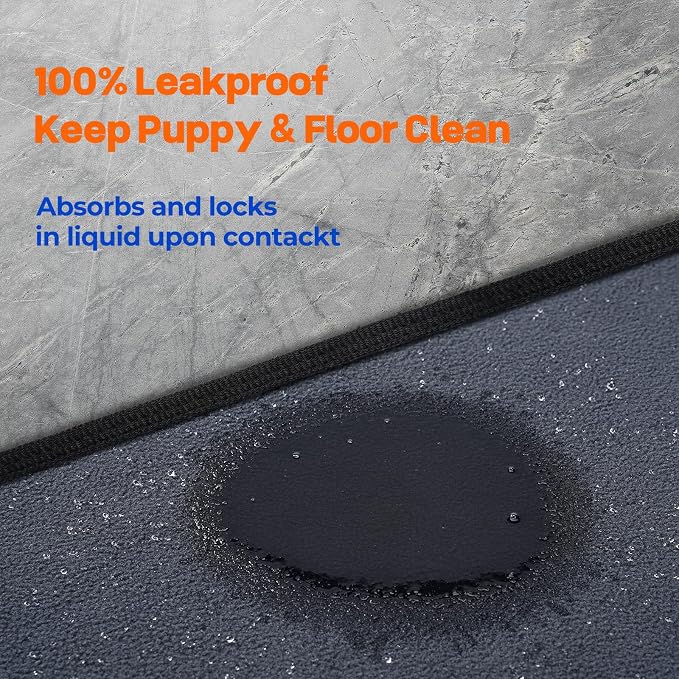 Sunsleek Reusable Puppy Pads 24"x 36" 2 Pack Washable Non-Slip Dog Pee Pads | Super Absorbent, Dog Pee Pads for Crate, Playpen, Floor, Waterproof Pet Training Mats for Whelping Pads & Incontinence