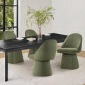 Swivel Dining Chairs Set of 4, Upholstered Mid Century Modern Deskchair with Round Back, Linen Fabric Kitchen Chairs for Dining Room, Bedroom, Dressing Room, Moss Green