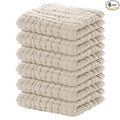 Yoofoss Muslin Baby Washcloths 100% Organic Cotton Face Towels 6 Pack Wash Cloths for Baby 12x12in Soft and Absorbent Baby Wipes (Apricot)